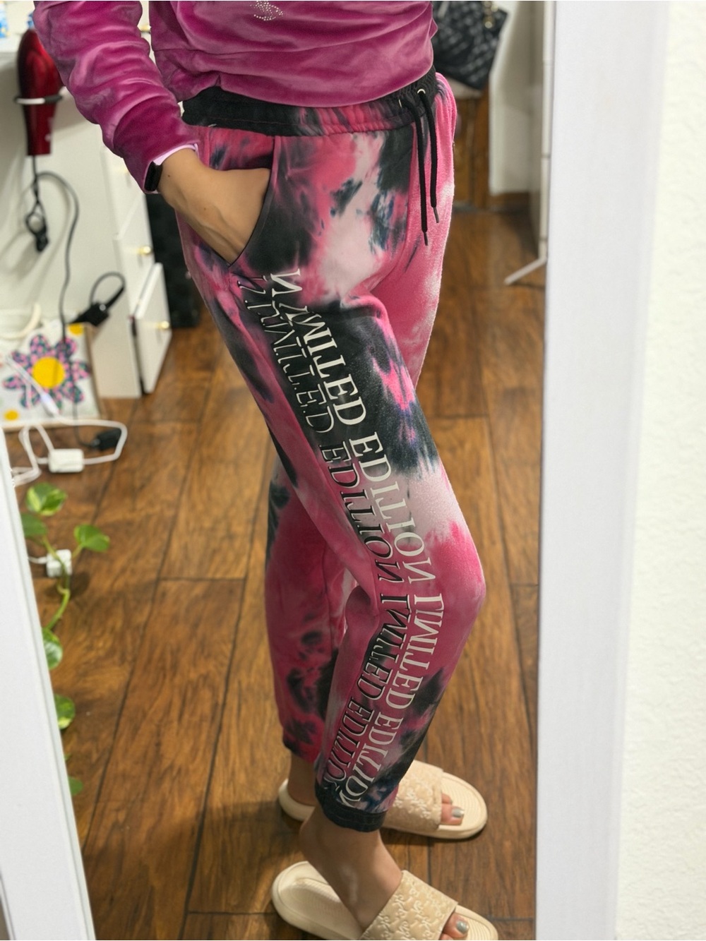 Rue 21 Limited Edition Pink and grey tye dye sweatpants